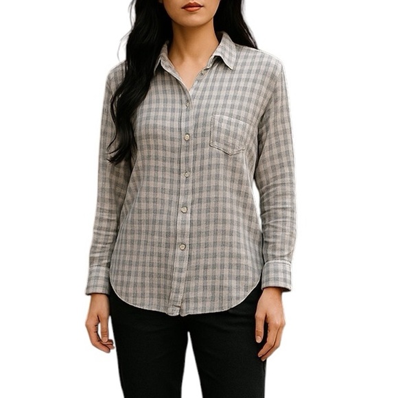 Lauren Ralph Lauren Plaid Long Sleeve Top Blue - Picture 1 of 9